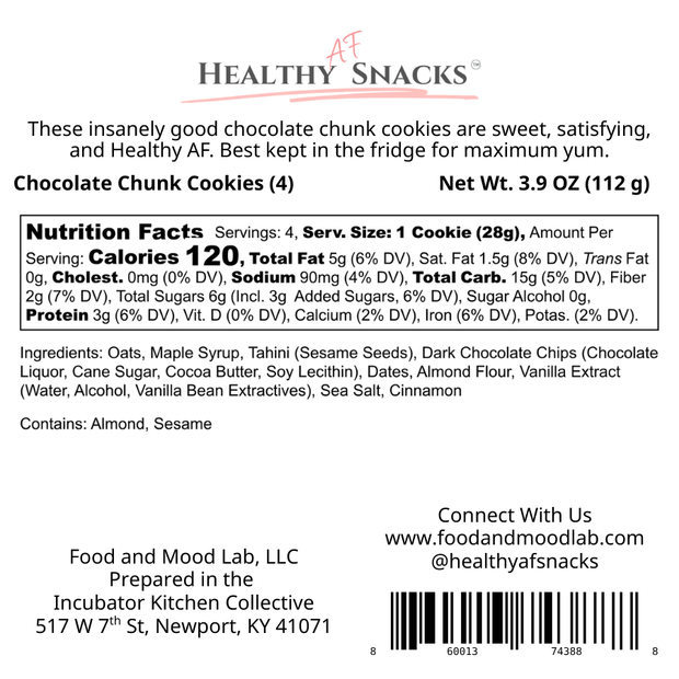 Healthy AF Chocolate Chunk Cookies